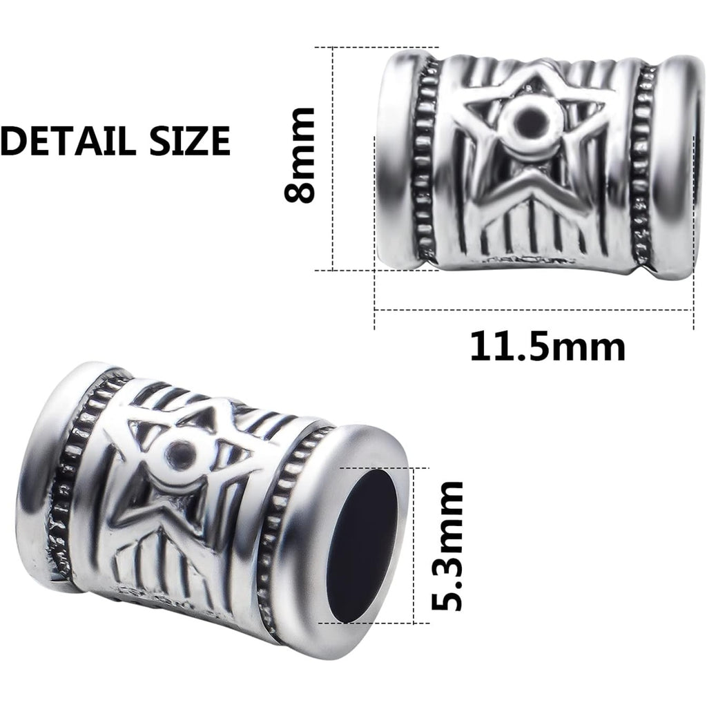 50pcs Antique Silver Large Hole Spacer Beads Alloy Tibetan Tube Bead Spacers Column Beads Loose Beads Charm Beads for DIY Jewelry Bracelet Crafts Making,Hole: 5.3mm