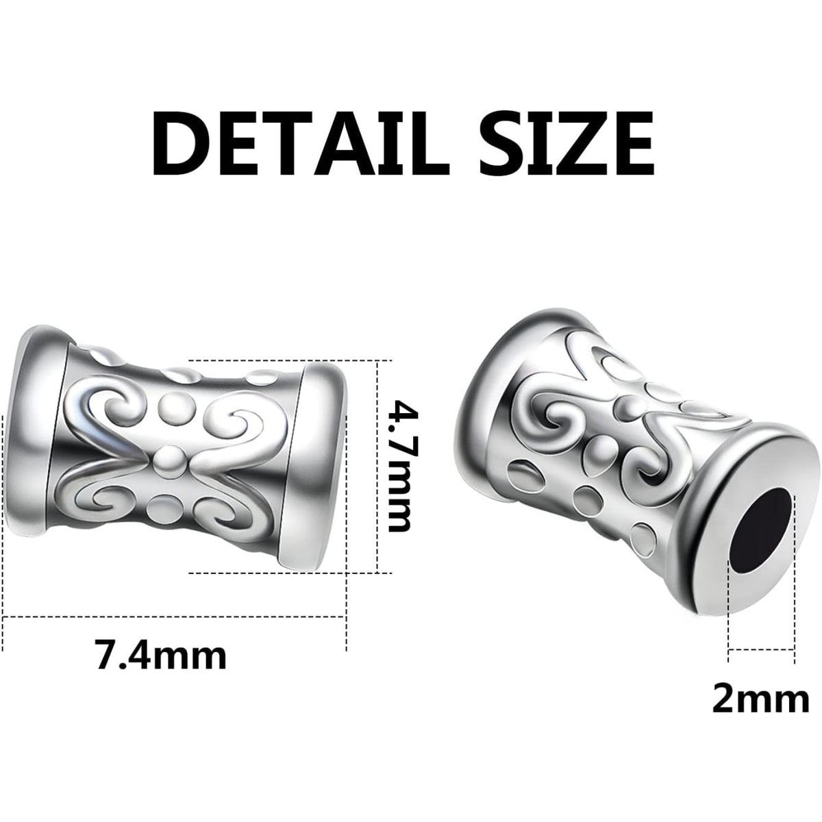 100pcs Antique Silver Plated Spacers Beads Column Spacer Beads Alloy Tibetan Spacers Loose Beads Charm Beads for Jewelry Making Finding DIY Bracelet Necklace