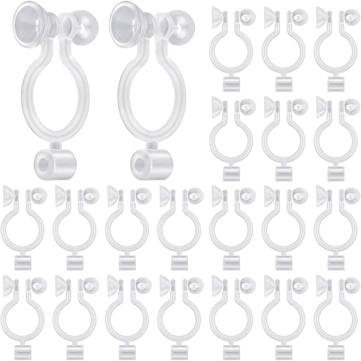 50pcs Resin Invisible Clip-on Earring Converters Components Clear Plastic Earring Clips Fit 3 mm Rhinestone with Bullet Earring Backs for Non-Pierced Ears DIY Jewelry Making