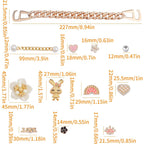 1 Set Mixed Bling Shoe Charms Flower Pearls Rabbit Buckle Shoes Decoration Accessories for Women and 1 Pair of Shoe Chains for Clogs Sandals Slippers Bags Belts Christmas Gifts