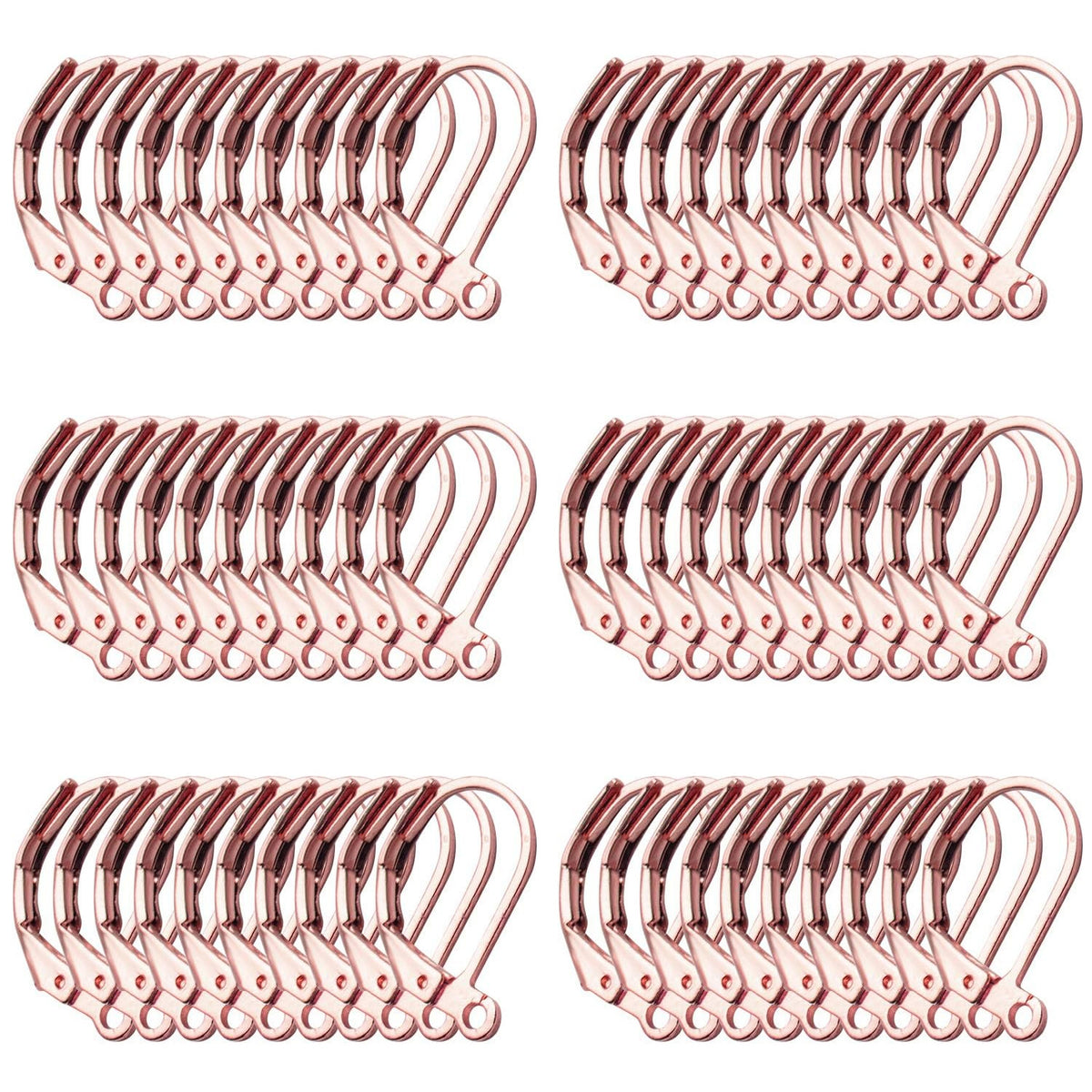 Earrings Hooks Leverback, 60pcs Leverback Earring Hooks Earwires Open Loop French Style for Earring Jewelry Making, Antique Bronze, White Gold, Silver, Gold, KC Gold, Rosegold