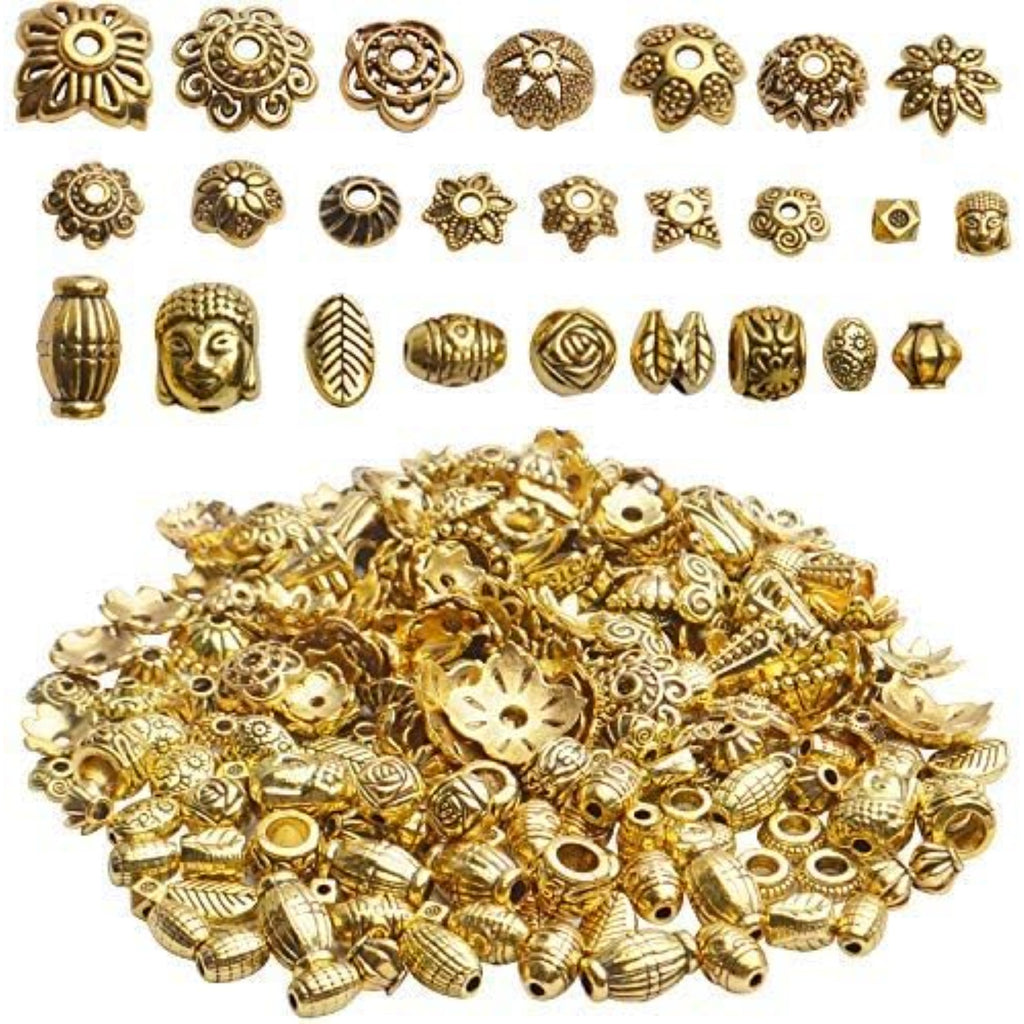 Bead Caps,100g(150~250 pcs) Alloy Golden Spacer Bead Hollow Flower Bead Caps for Jewelry Making Bracelet Necklace Earrings