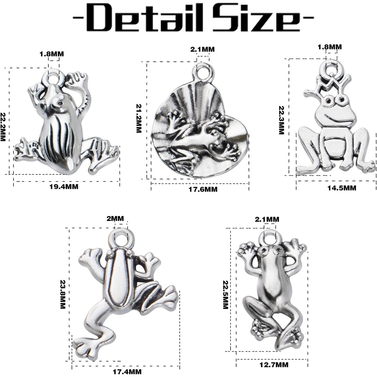 60pcs Antique Silver Plated Frog Charms Pendants Alloy Animal Pendant Charms Craft Supplies for DIY Earrings Necklace Bracelet Jewelry Making, 5 Styles