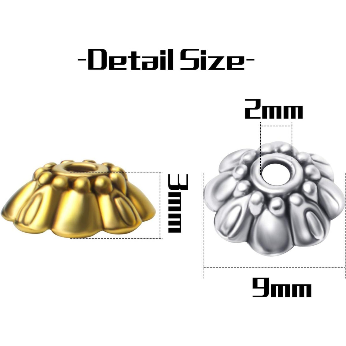 100pcs Flower Beads Caps Spacer Beads Caps Bead End Caps Flower Caps with A Box for Bracelet Necklace Earring Jewelry Making Supplies