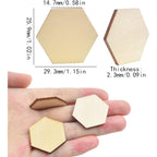 50pcs Blank Unfinished Wood Pieces Hexagon Shape Natural Unpainted Wood Cutout Wood Chips Tiny Log Slices Embellishments for DIY Craft Supplies Home Wedding Christmas Decor