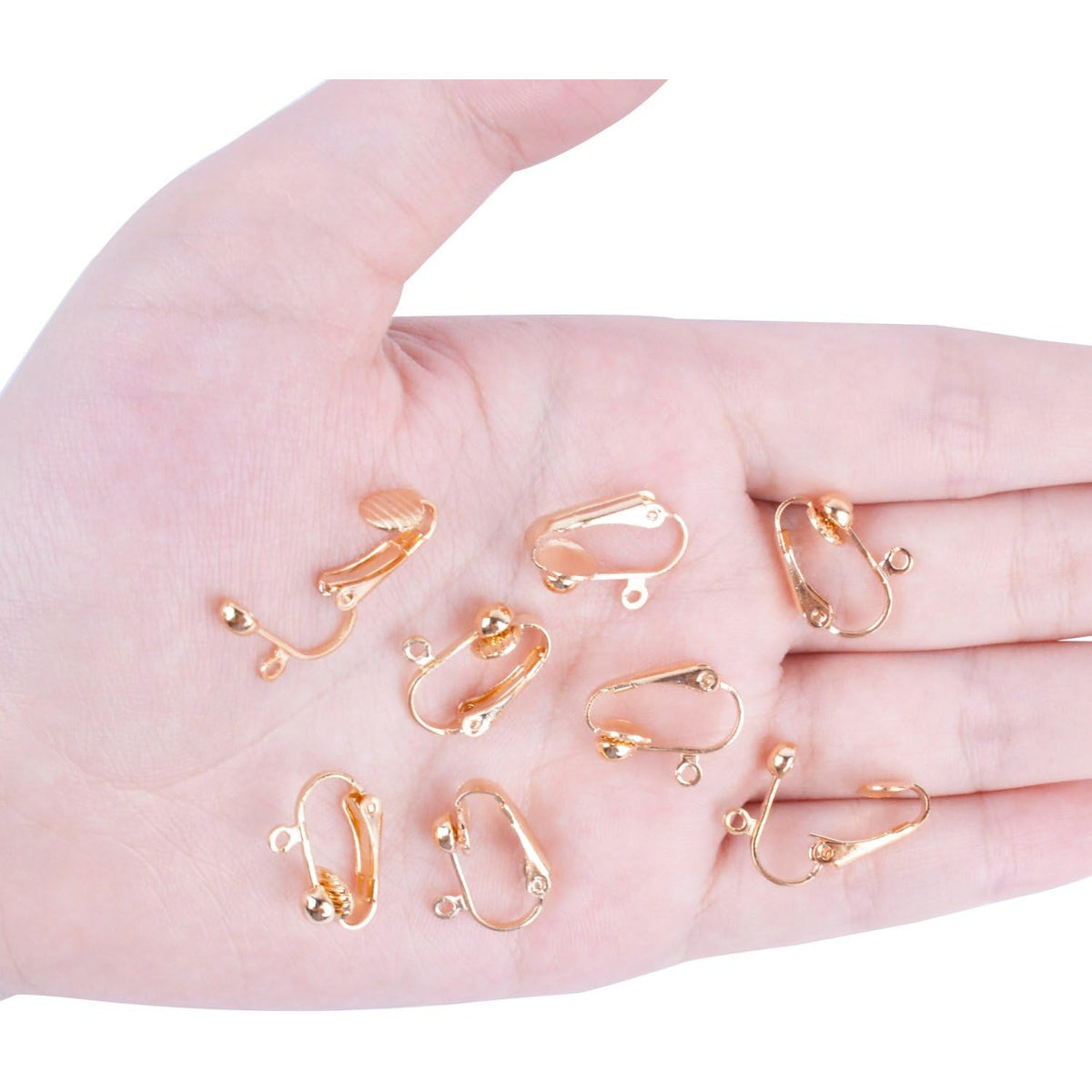 BronaGrand 20pcs Clip-on Earring Converter with Easy Open Loop (Gold)