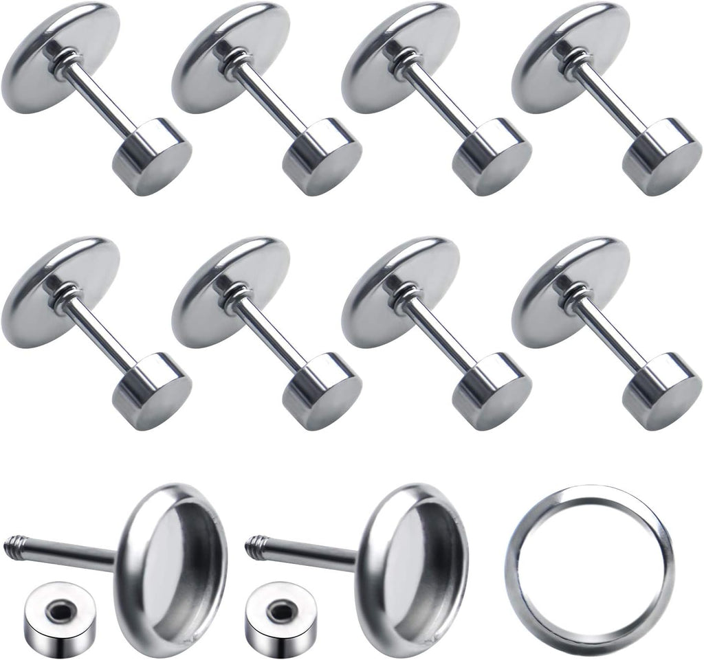 Stud Earring Bezels,10pcs 6mm Stainless Steel Hypoallergenic Cabochon Bezel Trays Gemstone Earring Posts Blanks Settings