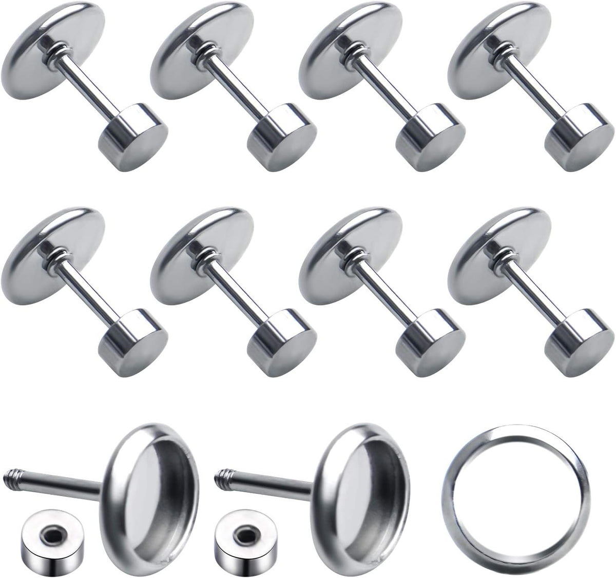 Stud Earring Bezels,10pcs 6mm Stainless Steel Hypoallergenic Cabochon Bezel Trays Gemstone Earring Posts Blanks Settings