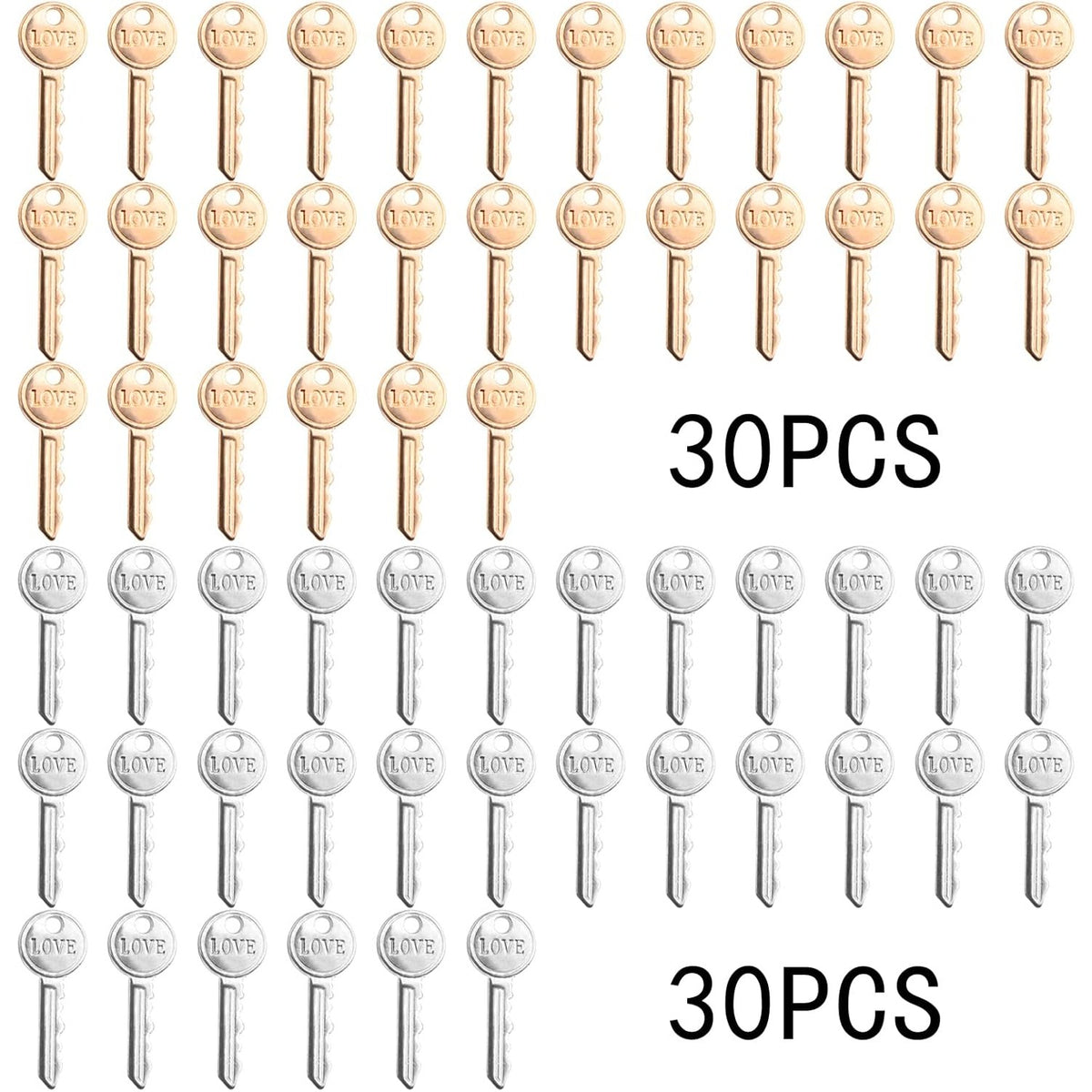 60 Pieces Vintage Key Pendant Charms Mini Alloy Key Pendants Craft Supplies for DIY Bracelet Necklace Keychains Jewelry Making Party Decoration, 2 Colors