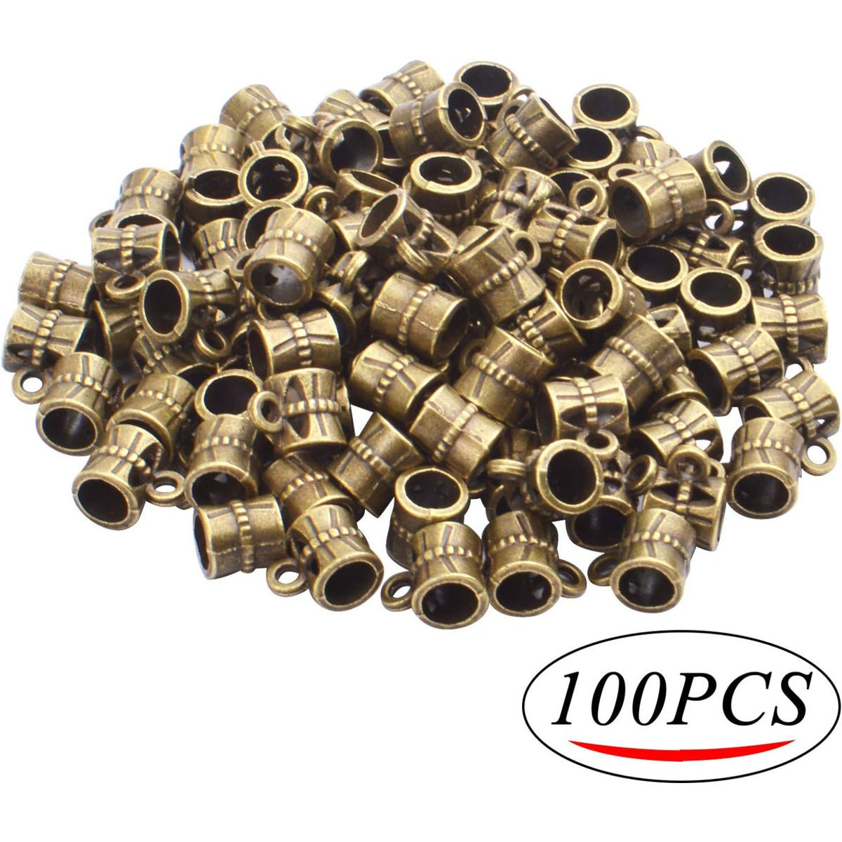 100cs Antique Brown Bail Beads Bracelets Charms Dangle Connectors Tibetan Spacer Beads for Jewelry Making Crafts DIY
