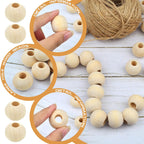 30pcs Natural Wood 25mm Round Wooden Beads, Hole: 10mm, Unfinished, Perfect for DIY Crafts, Jewelry Making, Decoration