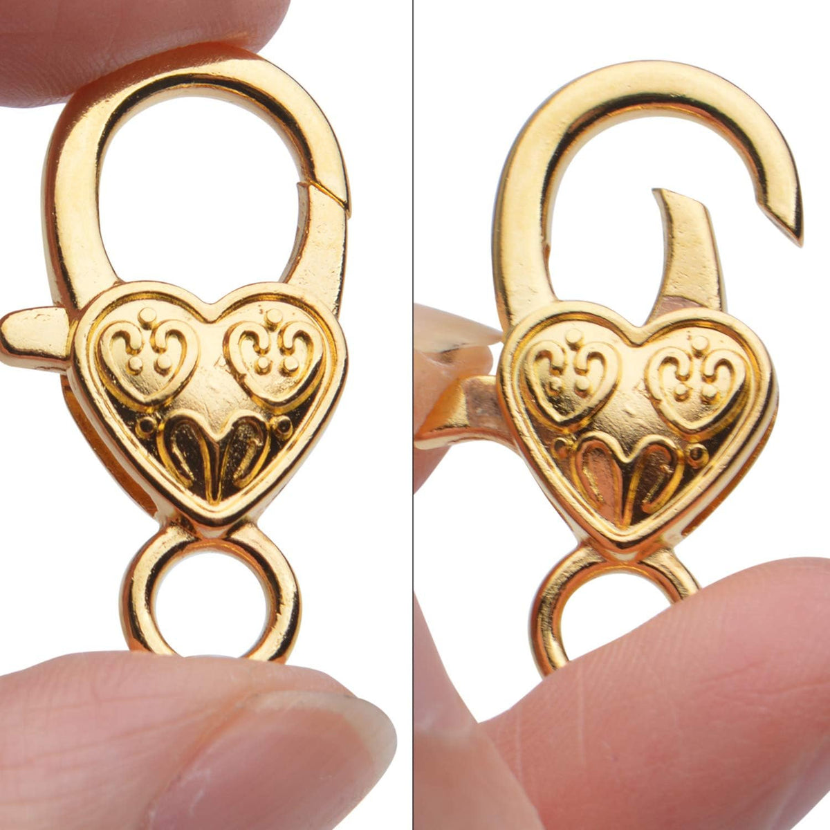 Tibetan Alloy Lobster Claw Clasps, 40pcs - Vintage Antique Heart Shaped Hooks for Jewelry Making, 4 Colors, 26x14mm