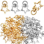 Swivel Clasps Clips,40pcs Metal Swivel Lobster Claw Clasp Star Shape Snap Hook Clip Small DIY Accessories for Crafting Keyrings Bags Jewellery-Gold,Silver