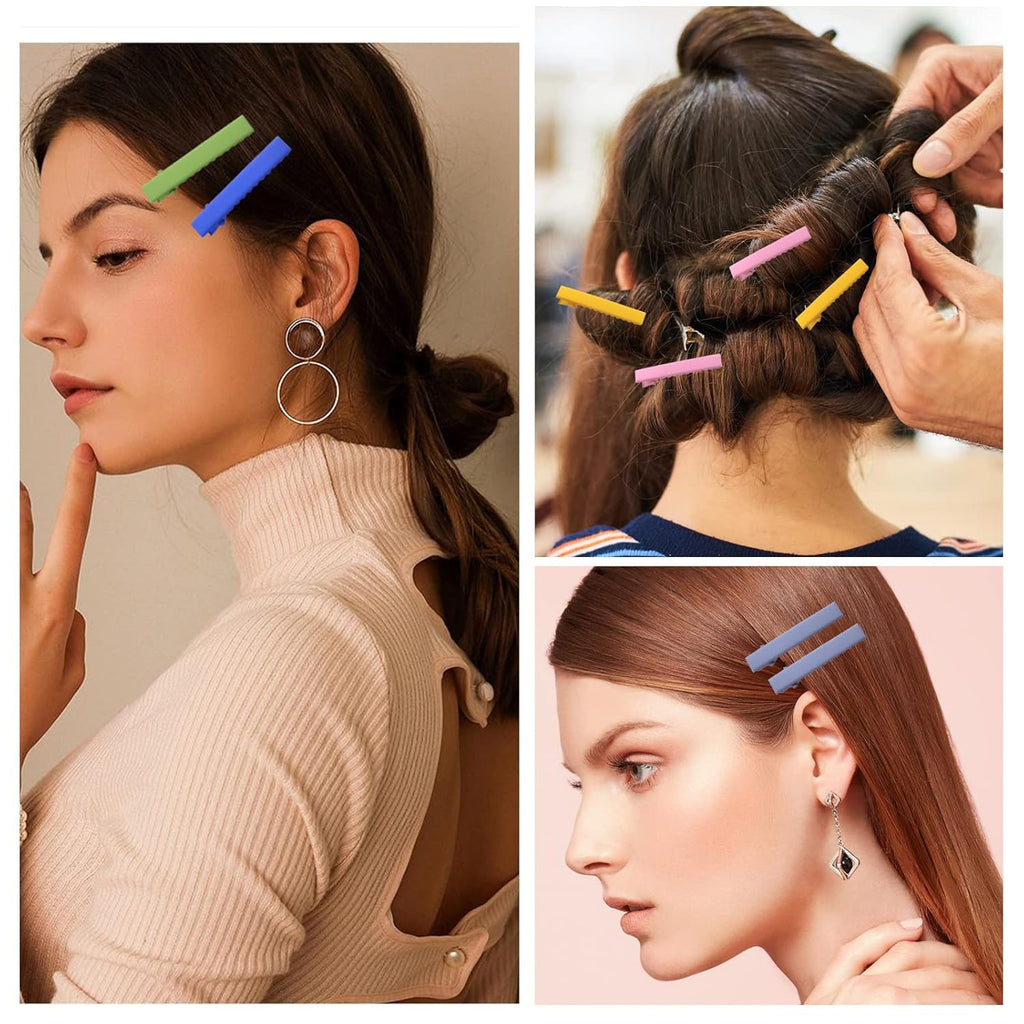 50pcs 10 Colors Alligator Hair Clips Metal Duck Bill Hairclips Single Prong Non-slip Hair Barrette Sectioning Hairpins for Women Salon Styling DIY Accessories