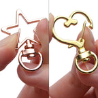 Lobster Claw Clasps, 24pcs Metal Swivel Claw Clasps Star and Heart Shape Snap Hook with Key Rings Swivel Lanyard Clips for Bag Keychain DIY Crafts, Golden, Silver, Rose Golden, 34x24mm