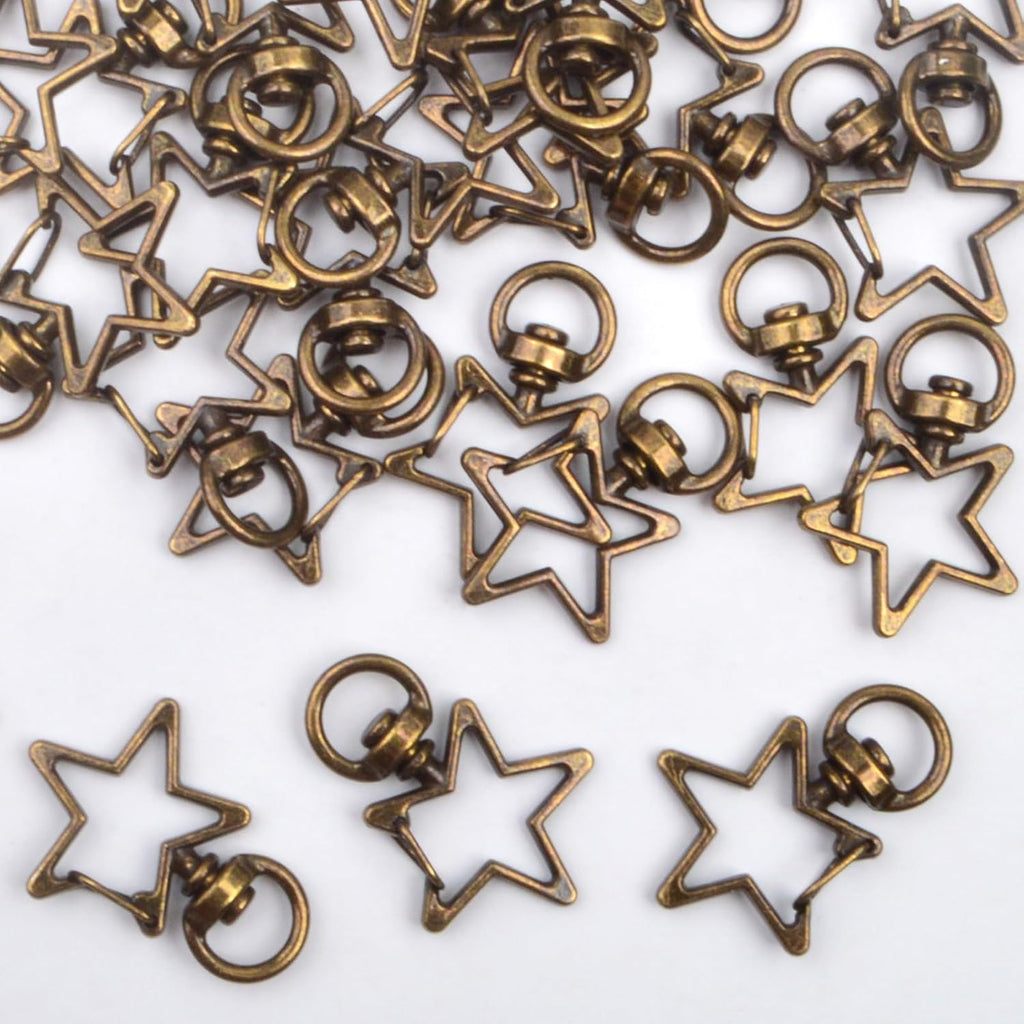 40pcs Star Shape Swivel Lobster Clasps Zinc Alloy Spring Clasp Snap Hooks Keychain Clips for DIY Keyrings Backpacks Purses Connector Accessories Supplies, Antique Bronze