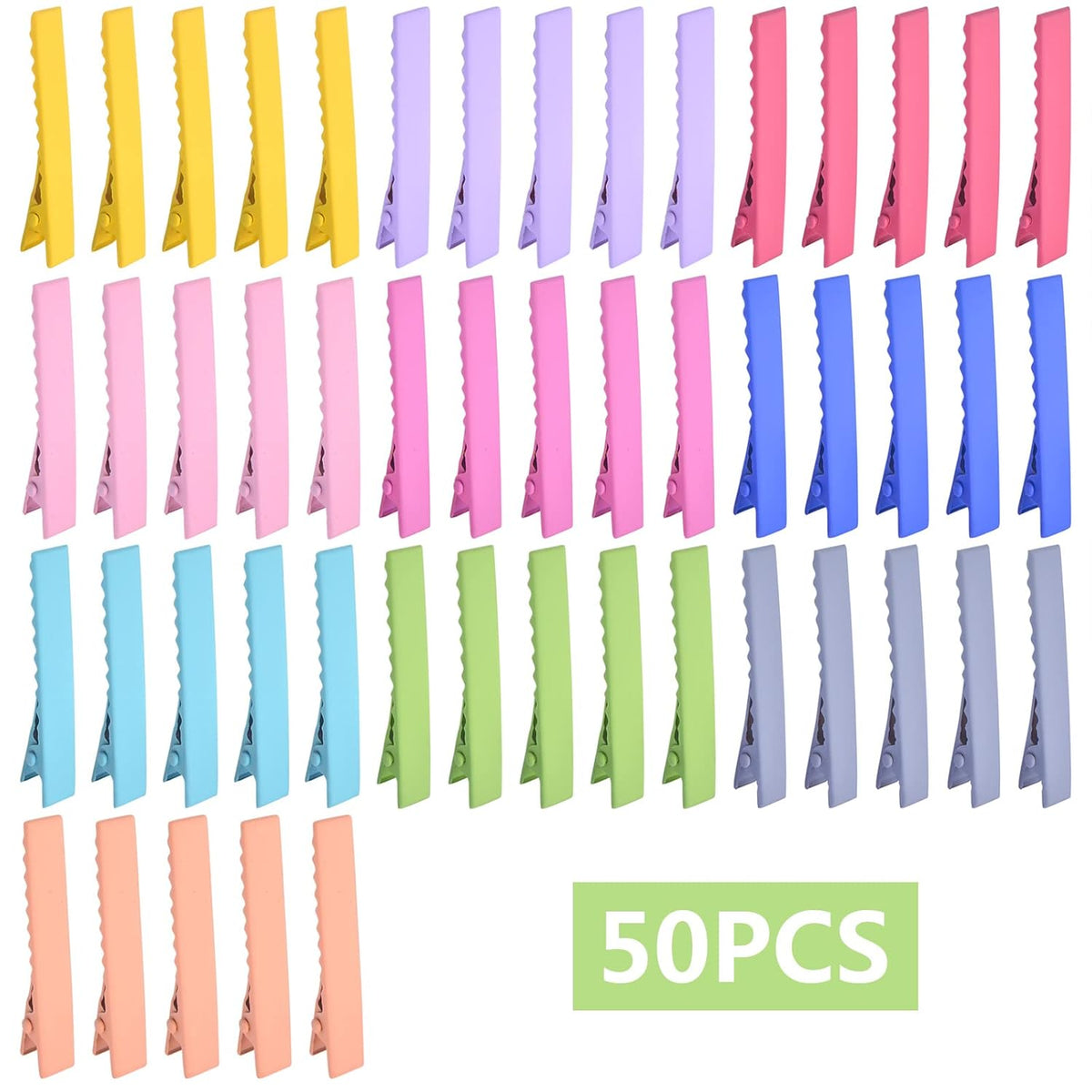 50pcs 10 Colors Alligator Hair Clips Metal Duck Bill Hairclips Single Prong Non-slip Hair Barrette Sectioning Hairpins for Women Salon Styling DIY Accessories