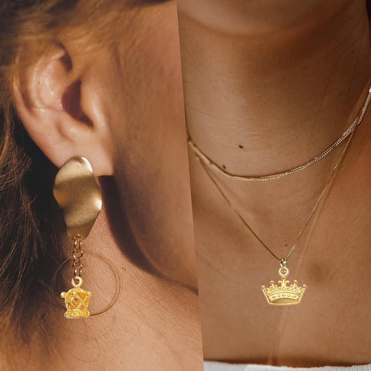50pcs 10 Styles Crown Charms Pendants Alloy 3D Mini Lovely King Pendant Vintage Crown Bead Charms Jewelry Making Accessory for DIY Necklace Bracelet Earrings Crafts, Golden