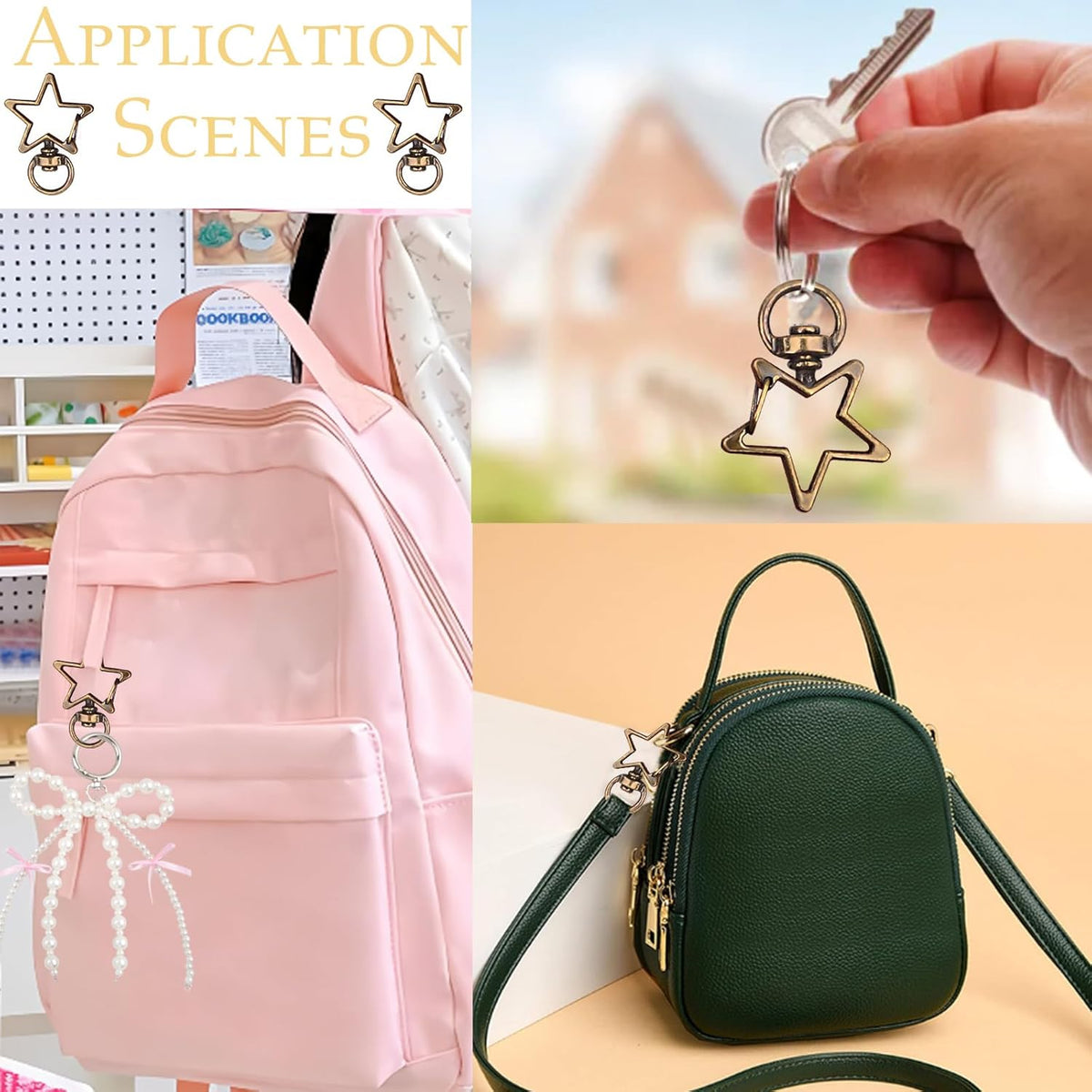 40pcs Star Shape Swivel Lobster Clasps Zinc Alloy Spring Clasp Snap Hooks Keychain Clips for DIY Keyrings Backpacks Purses Connector Accessories Supplies, Antique Bronze
