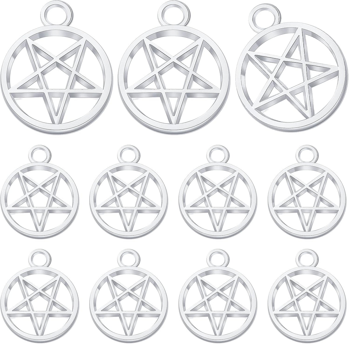 50pcs Silver Pentacle Star Charms Alloy Star Pentagram Pendants Protection Lucky Pentacle Charms Jewelry Making Accessory for DIY Crafts Necklaces Bracelets Earrings