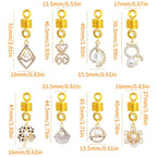 16pcs 8 Styles Pearl Hair Braid Clips Golden Alloy Braids Ring Pendants Adjustable Spring Clip Dreadlocks Accessories Hair Jewelry Headpieces for Women Hair Braid Decoration Gift