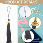 10pcs Black Graduation Tassels Academic Grad Cap Tassel Decoration with 10pcs Golden 2025 Year Charms for 2025 Graduates Graduation Ceremonies Parties Activities Souvenir