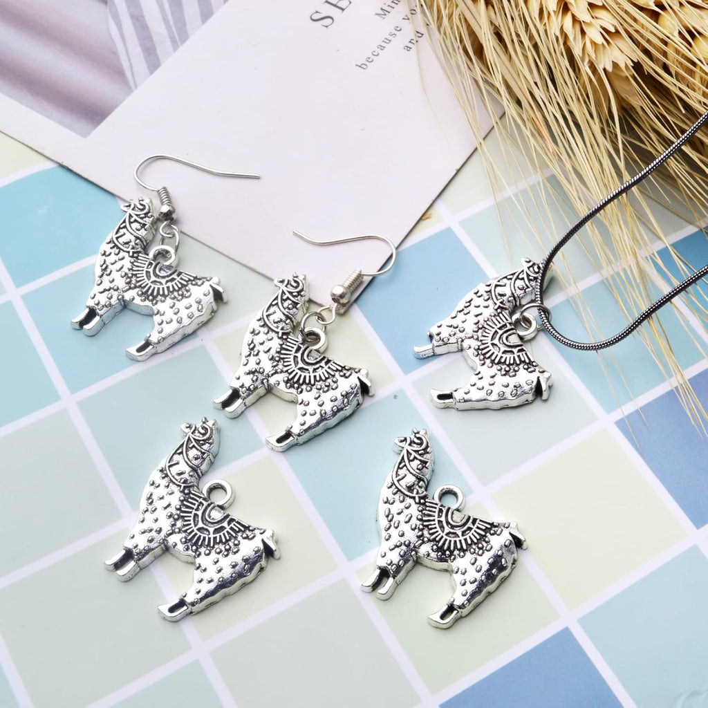 50pcs Antique Silver Alpaca Charms Llama Pendants Tibetan Alloy Animal Llama Charms Vintage Dangle Pendants Jewelry Making Accessory for DIY Crafts Bracelets Necklaces