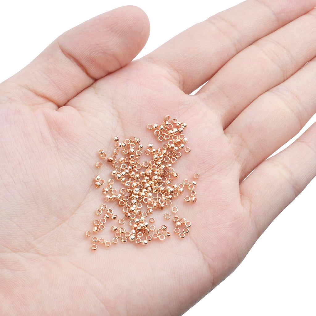 1000pcs Crimp Beads Positioning Beads Mini Spacer Beads for Jewelry Bracelet Making,Rose Gold