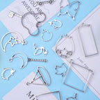 100g Antique Silver Bezel Charms Pendants Alloy Open Back Bezel Blanks Hollow Pressed Flower Frame Pendant Resin Molds for DIY Jewelry Crafts Making Necklace Earrings, Mixed Styles