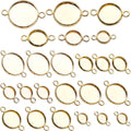 24pcs Stainless Steel Round Blank Bezel Pendant Cabochon Connectors Stud Earring Pendant Trays Blanks Links for DIY Jewelry Making Photo Resin Art Crafts, 6 Sizes