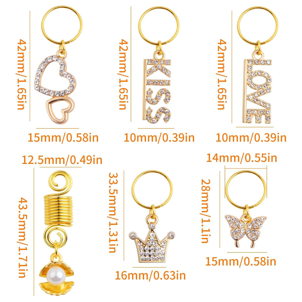 5pcs Shell Pearl Hair Braid Clips Headpieces and 10pcs 5 Styles Alloy Rhinestone Pendant Rings Braid Clips Hair Jewelry Braids Dreadlock Accessories for Women Party Hair Decorations