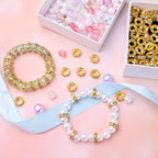 100pcs 10 mm Rhinestone European Beads Crystal Rondelle Spacer Beads Brass Large Hole Loose Charm Beads for DIY Snake Chain Bracelets Necklaces Jewelry Making Accessories, Golden, Hole: 4.6 mm