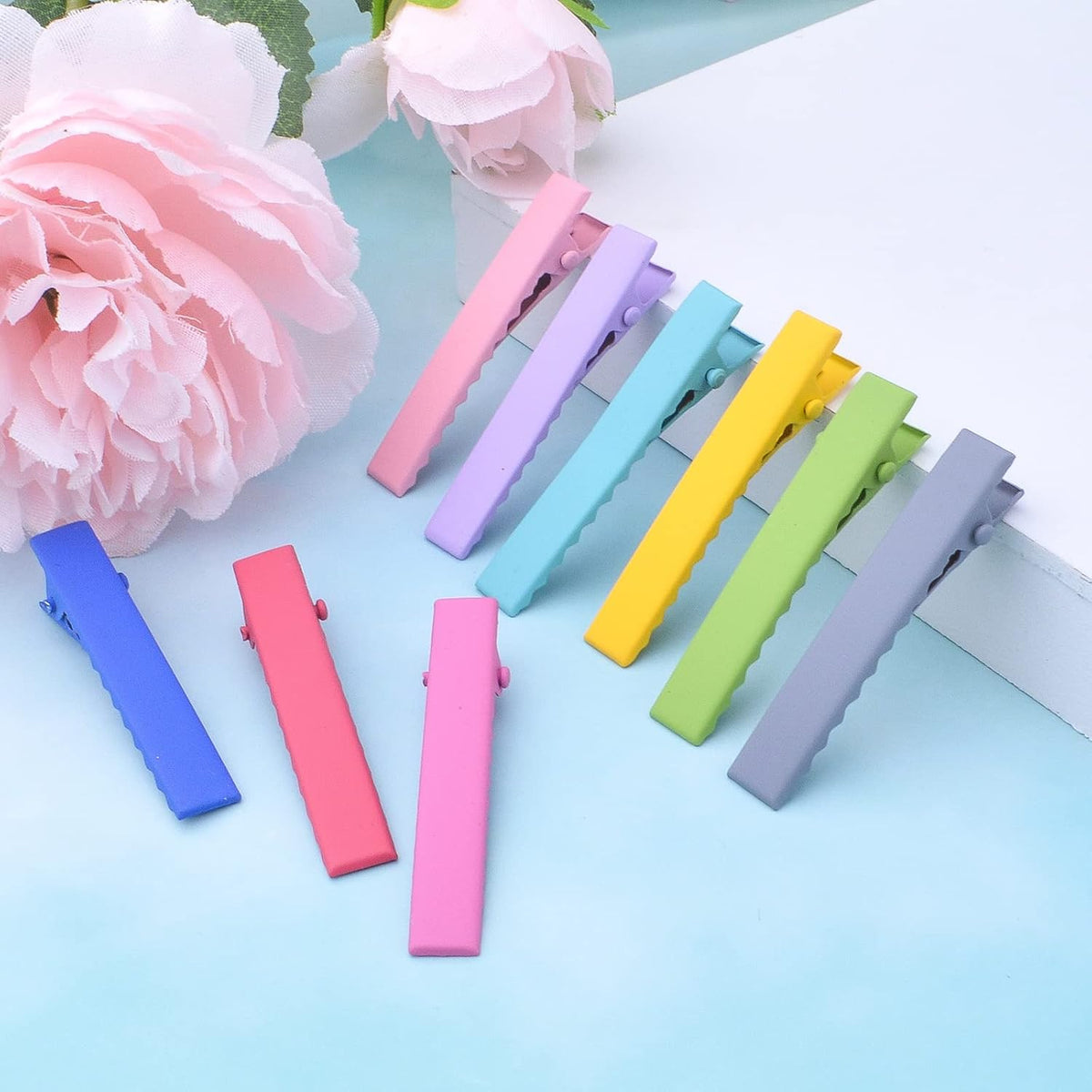 50pcs 10 Colors Alligator Hair Clips Metal Duck Bill Hairclips Single Prong Non-slip Hair Barrette Sectioning Hairpins for Women Salon Styling DIY Accessories