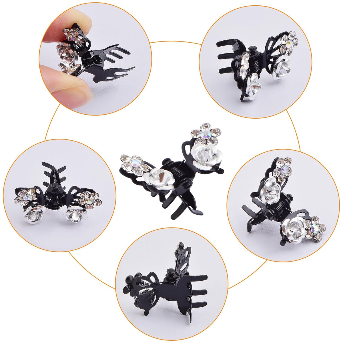 6pcs Butterfly Rhinestone Claw Hairpin Clips, 20pcs Pearl Spiral Bridal Hair Clips, 1pcs Wedding Braided White Handmade Beaded Headpiece Hair Accessories for Women Prom Party