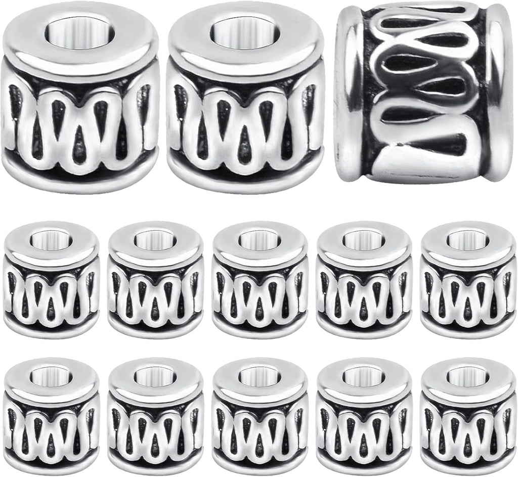 100 Pieces Tibetan Silver Tube Spacer Beads Antique Alloy Loose Charm Beads Handmade Accessories for DIY Jewelry Making Crafting Party Favor Gifts, Hole: 2.8 mm