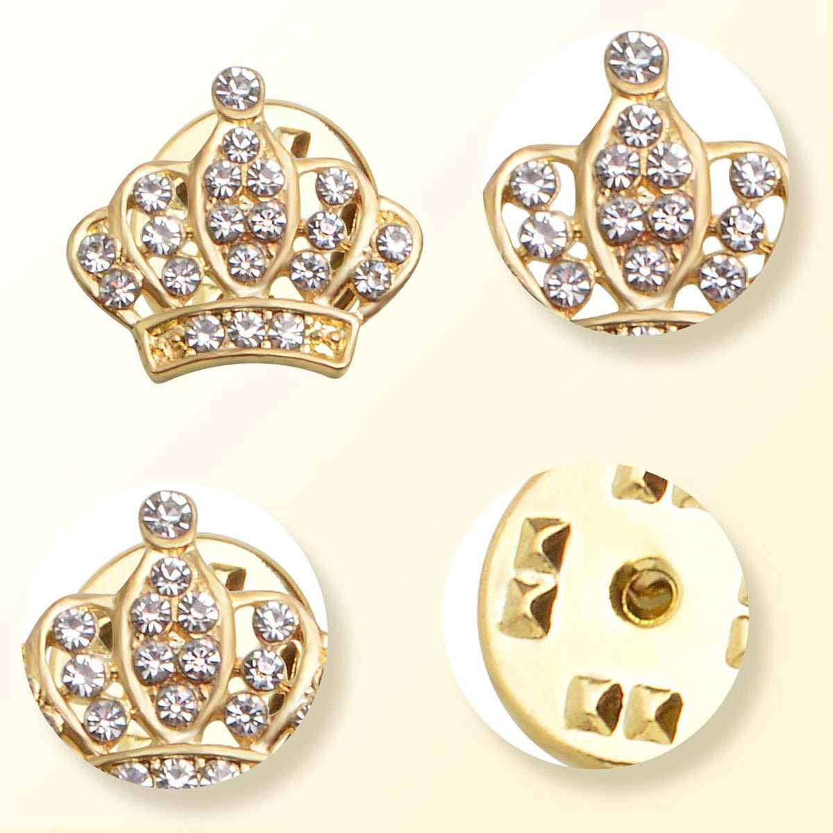 12pcs Tiara Crown Brooch Pins with Shiny Rhinestones Metal Crown Brooches Clips Accessories for Women Clothing Cardigan Dresses Shirts Shawl Decoration, 2 Colors