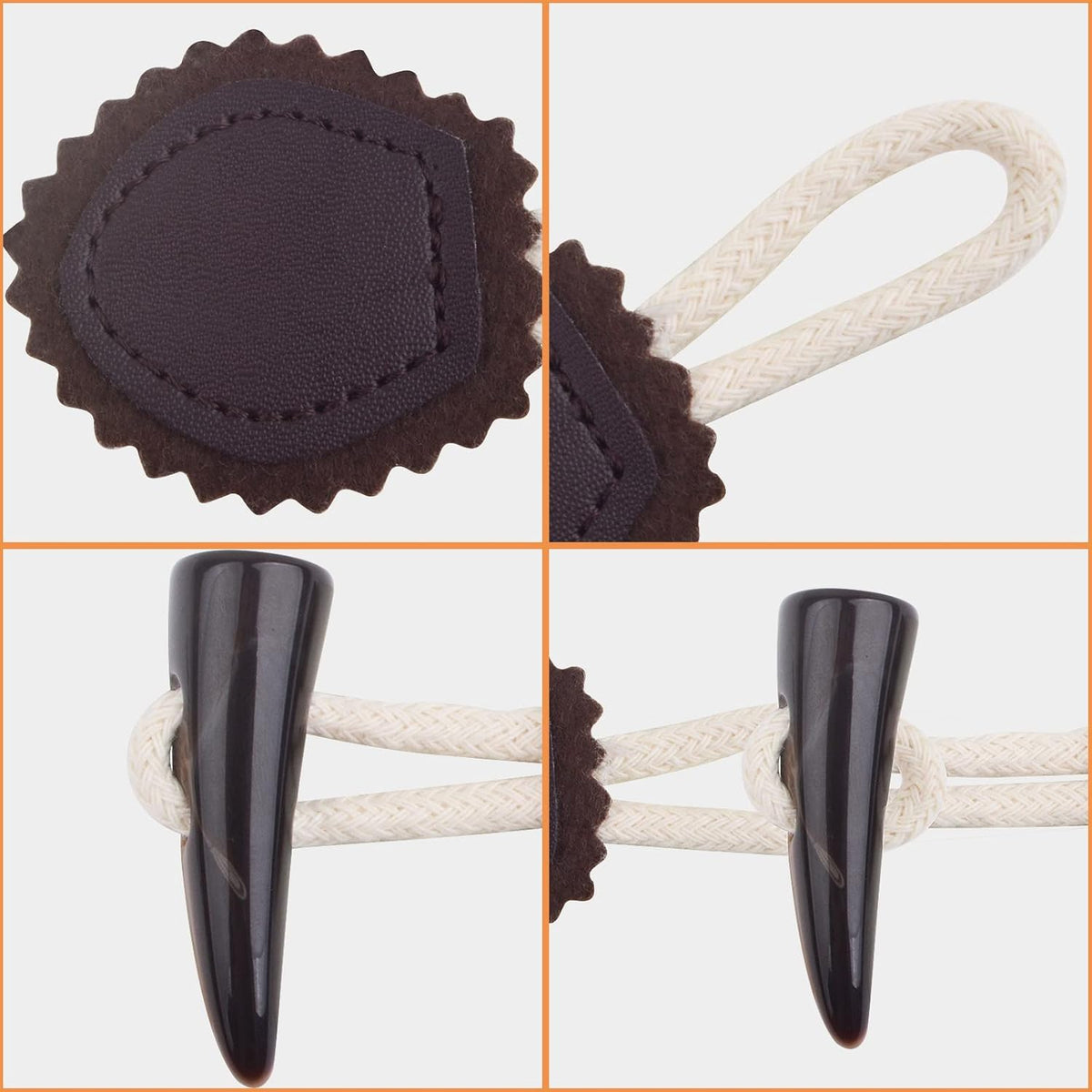 6 Pairs Vintage Resin Horn Coat Buttons Leather Sew-On Toggles Closure Buttons Sewing Accessories for Woolen Coat Clothing Jacket Sweater Windbreaker, 3 Colors