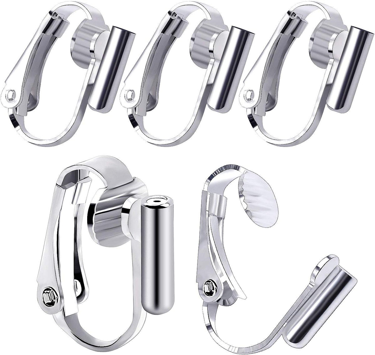 12 Pieces Clip-on Earrings Converter Components for Non-Pierced Ears and 12 Pieces Comfort Earring Pads, Gold and Silver