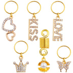 5pcs Shell Pearl Hair Braid Clips Headpieces and 10pcs 5 Styles Alloy Rhinestone Pendant Rings Braid Clips Hair Jewelry Braids Dreadlock Accessories for Women Party Hair Decorations