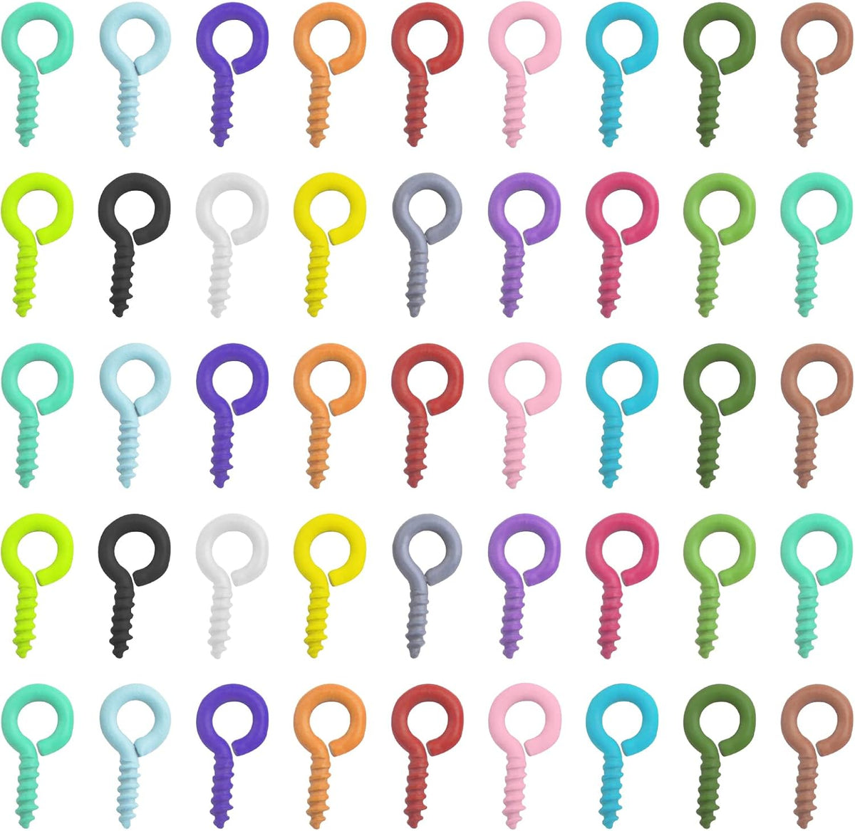 500pcs Colorful Mini Screw Eye Pins Small Eye Hooks Eyelet Threads Eye Screws Clasps Hooks Hanging Ornaments for DIY Art Crafts Projects Cork Bottles Jewelry Making, 9.5 x 4.5 mm