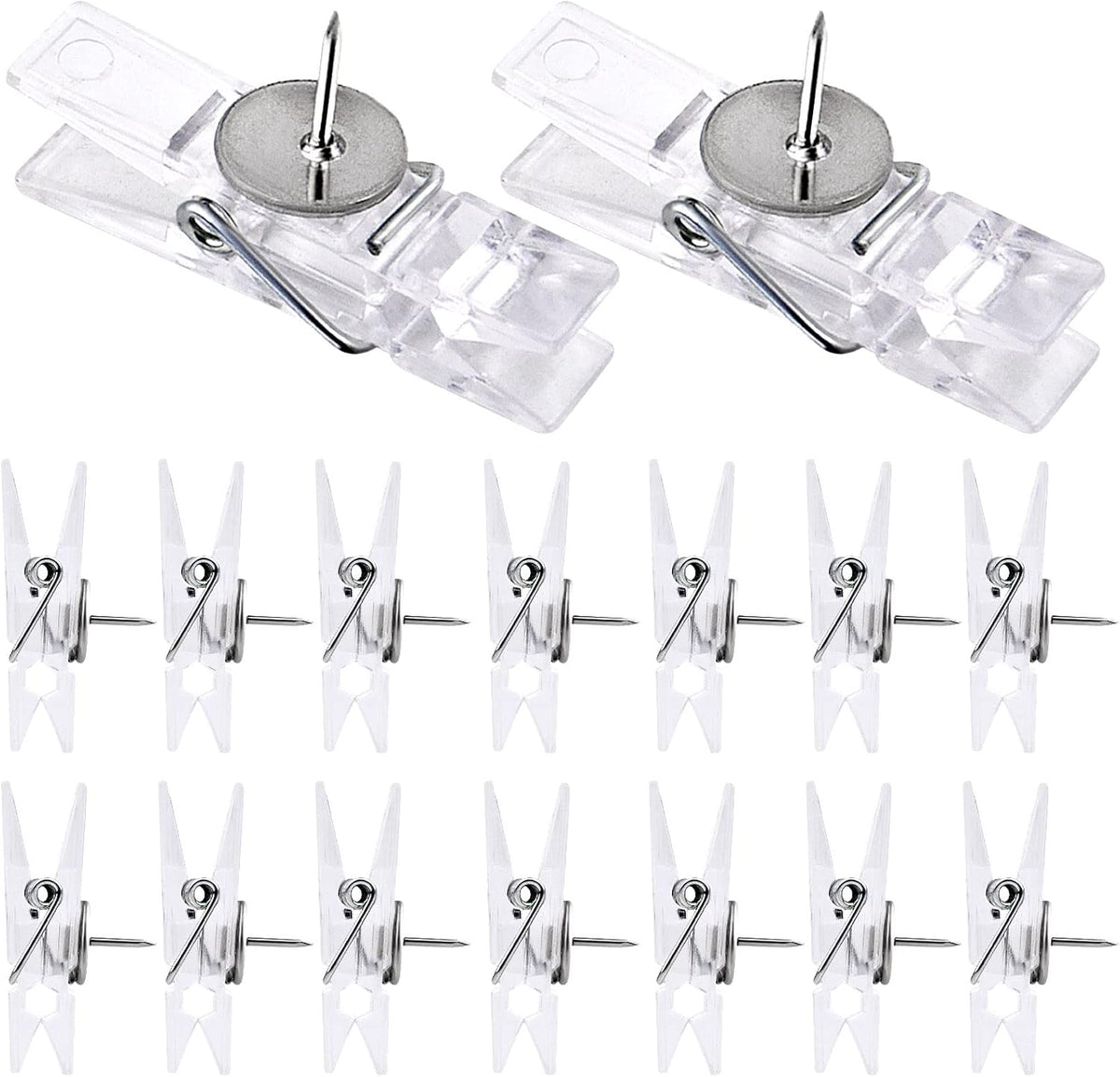 50 Pieces Push Pin Clips Plastic Push Pins Photo Clips Decorative Pins Thumbtack Paper Clips Pushpins for Cork Board Artworks Notes Craft Projects(Clear Color)