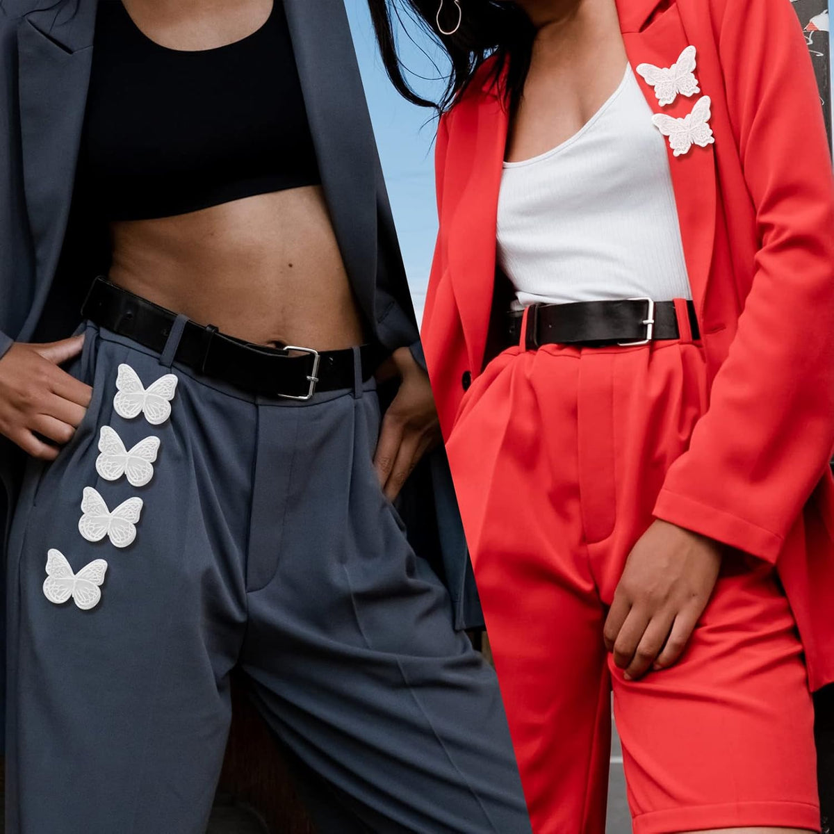 12pcs 4 Styles Lace Butterfly Applique Double Layers Butterfly Embroidered Patches Butterfly Appliques for DIY Crafts Sewing Clothes Dress Hair Ornaments Wedding Decor(White)
