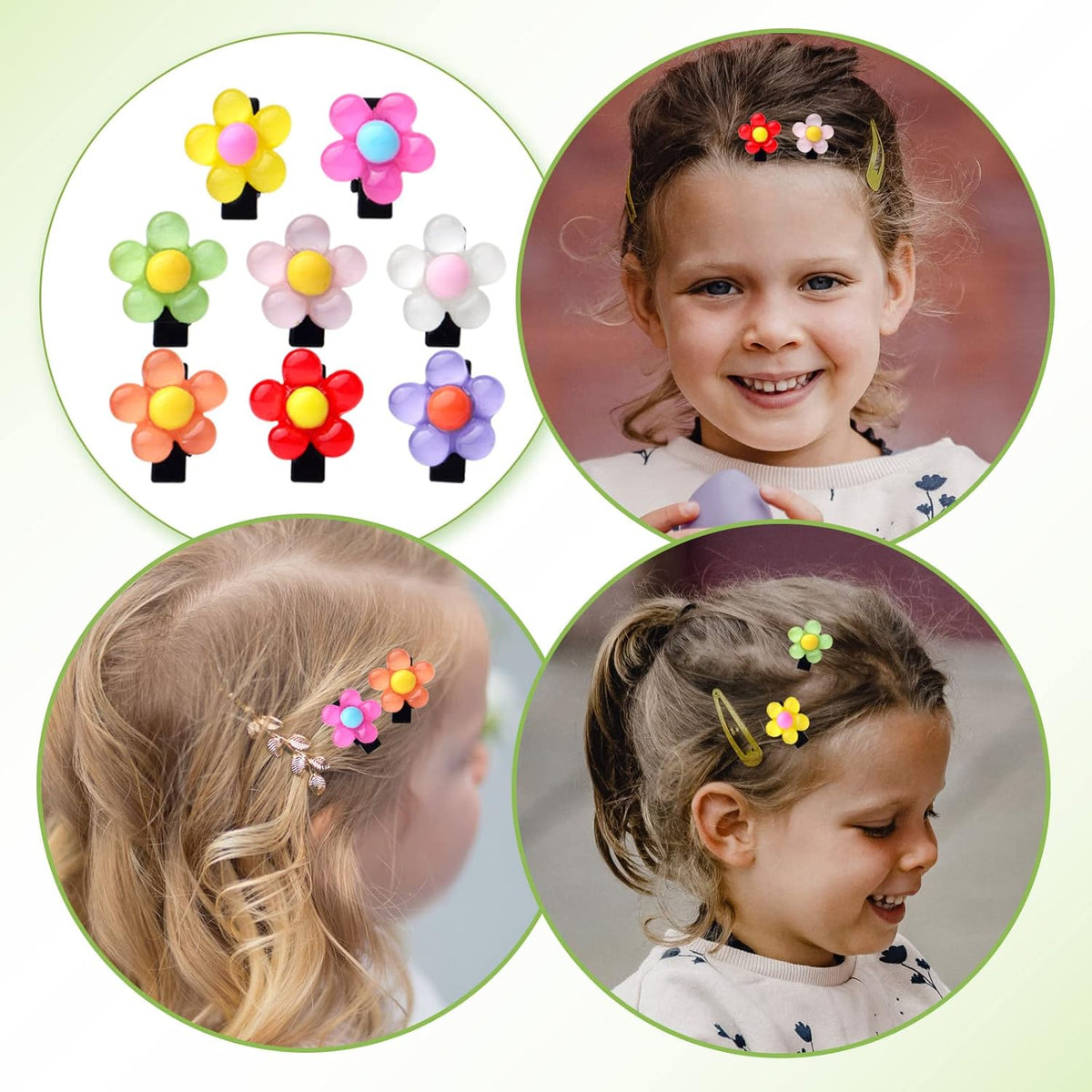16 Pieces Mixed Colors Mini Flower Hair Clips Acrylic Lovely Hairclips Metal Alligator Hairpins Flower Hair Barrettes Hair Accessories for Women Ladies Decoration
