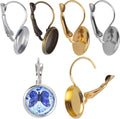 Hook Earring Cabochon Settings, 20 Pieces Lever Back Hook Earrings with Flat Round Tray Blank Cabochon Setting Ear Wires for Earring Designs(12 mm)