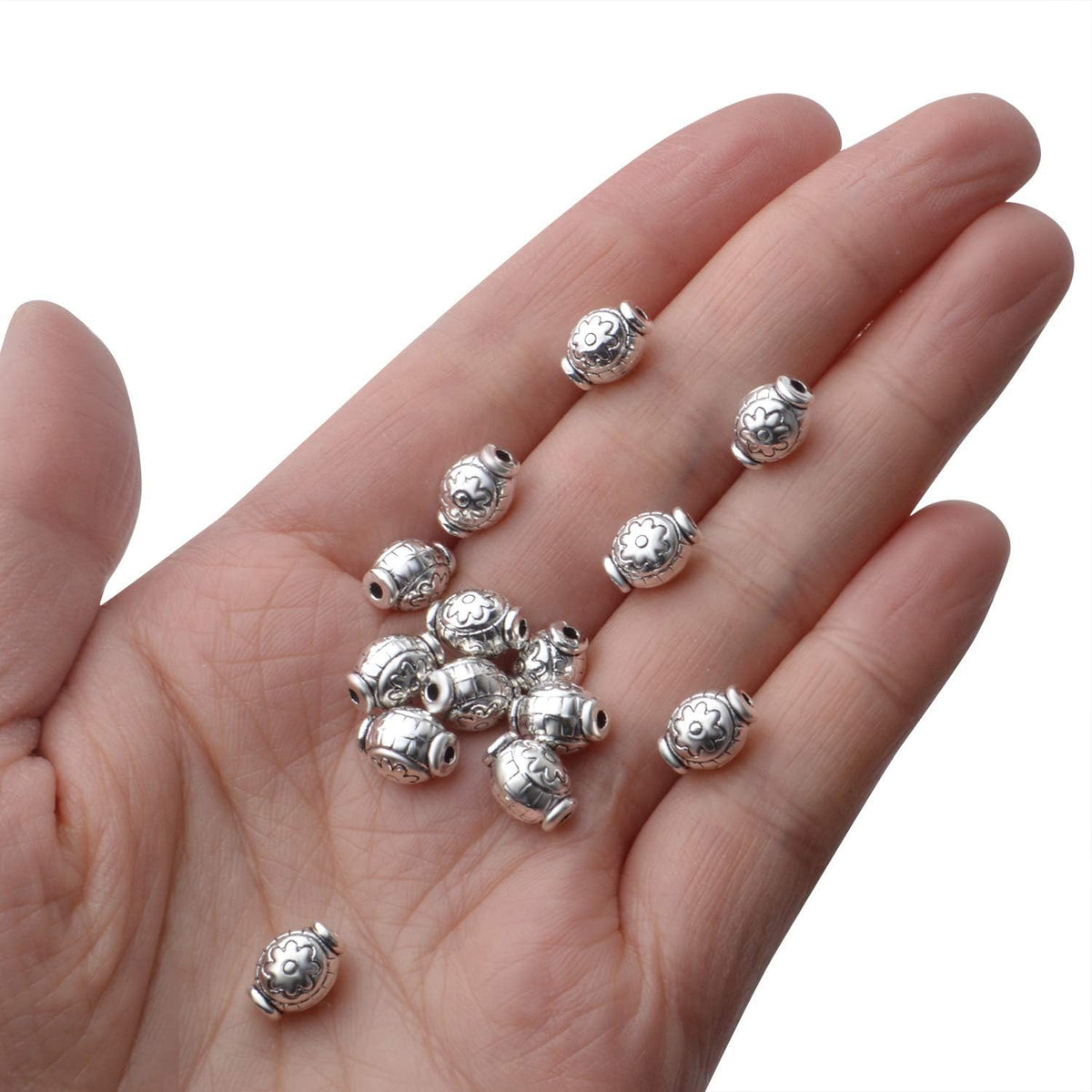 50pcs Spacer Bead Tibetan Spacers Oval Spacer Beads Loose Beads Spacers Jewelry Spacer Charms with A Box for Bracelet Necklace Crafts Jewelry Making Supplies