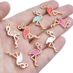 30pcs Gold Plated Enamel Flamingo Charms Cute Alloy Enamel Charms for DIY Earring Pendants Jewelry Crafts