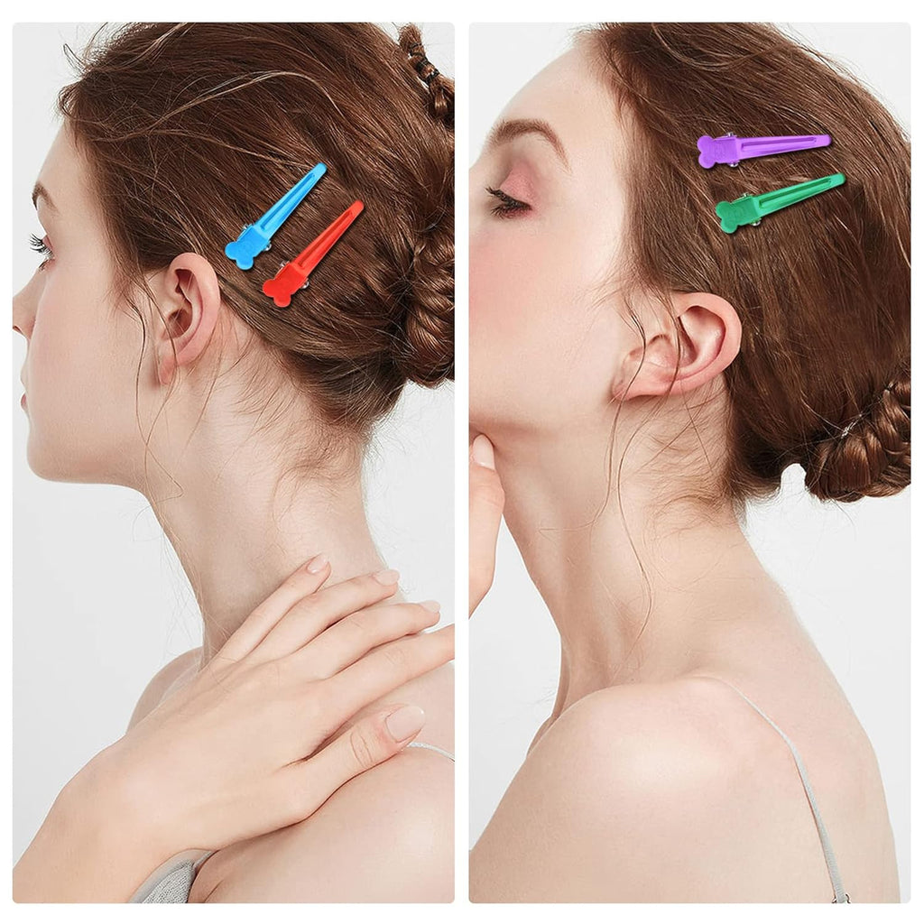 60pcs Mixed Colors Single Prong Hair Clips Metal Duck Bill Hairclips Alligator Curl Clips Styling Sectioning Hairpins for Women Makeup Hair Cutting Hairdressing Salon Tools