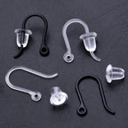 100pcs 2 Colors Resin Earring Hooks Non-Allergenic Ear Wire Hook Earrings with 100pcs Clear Bullet Earring Safety Backs for Women DIY Jewelry Making Supplies
