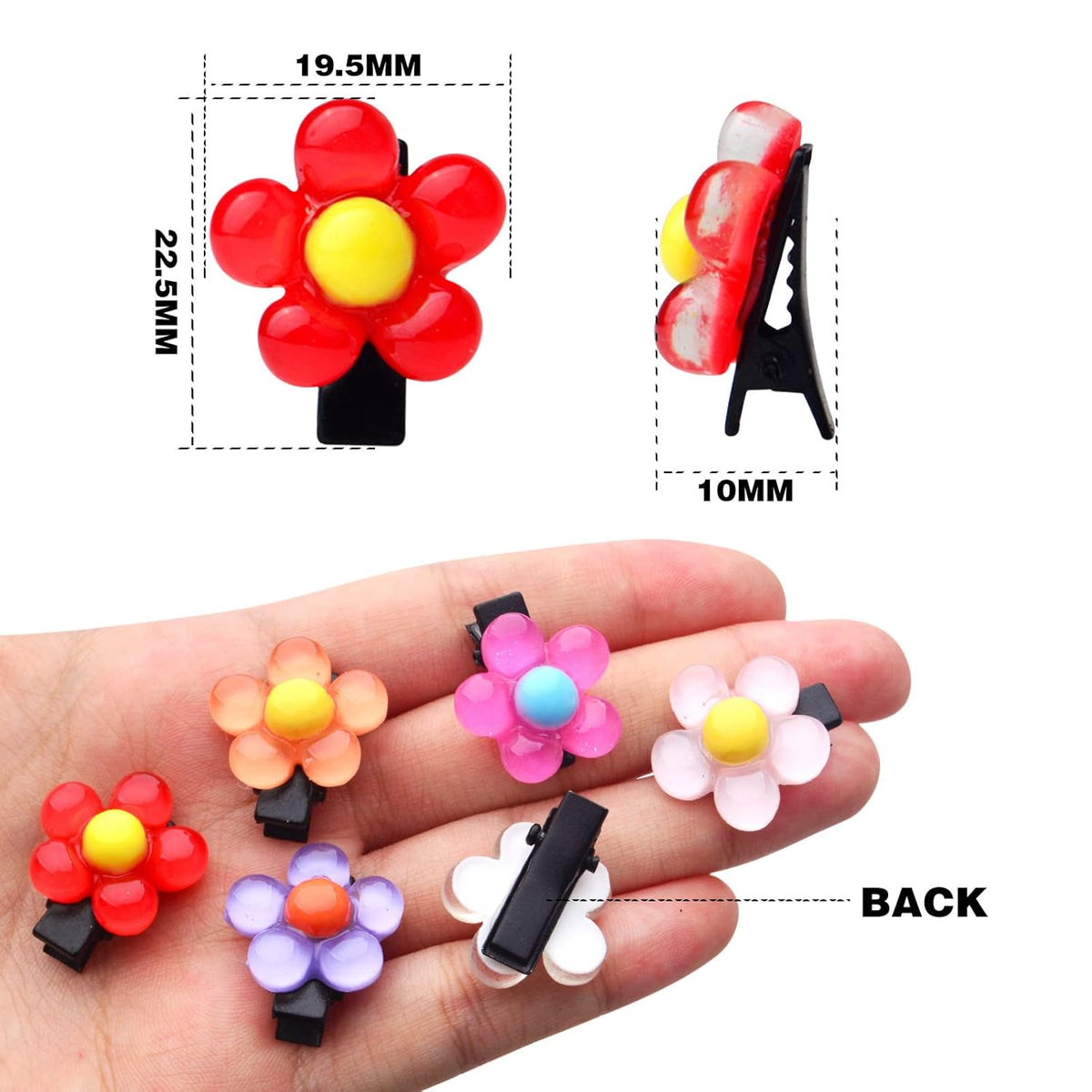 16 Pieces Mixed Colors Mini Flower Hair Clips Acrylic Lovely Hairclips Metal Alligator Hairpins Flower Hair Barrettes Hair Accessories for Women Ladies Decoration