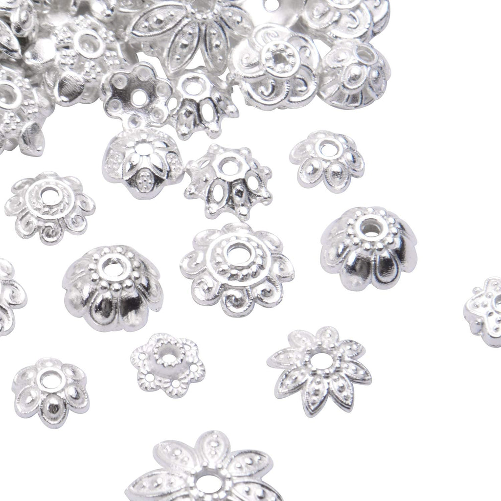 100 Gram(About 180-350pcs) Bead Caps Metal Spacers Jewelry Findings Accessories for Bracelet Necklace Jewelry Making,Silver
